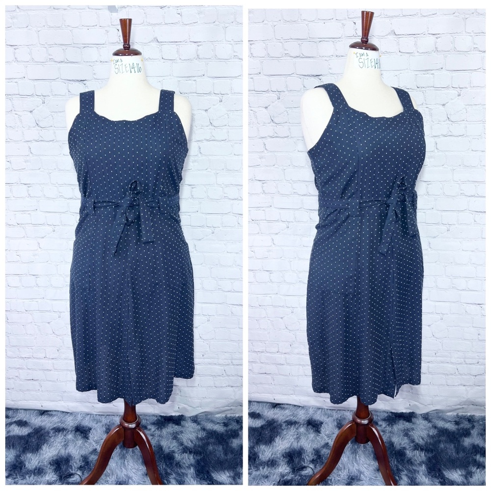 👗NWT🤩 |•MATA TRADERS•| Navy White Polka Dot Pinafore Dress Size XL